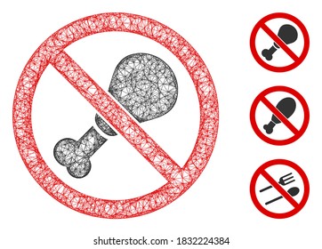 Mesh no chicken leg polygonal web icon vector illustration. Abstraction is based on no chicken leg flat icon. Triangular net forms abstract no chicken leg flat model.