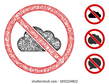 Mesh no cloud polygonal web 2d vector illustration. Carcass model is created from no cloud flat icon. Triangle network forms abstract no cloud flat carcass.