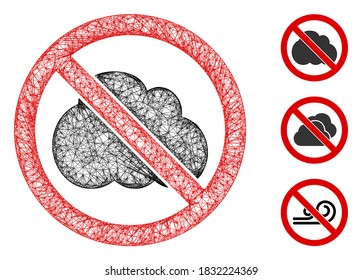Mesh no clouds polygonal web symbol vector illustration. Carcass model is based on no clouds flat icon. Triangular network forms abstract no clouds flat model.
