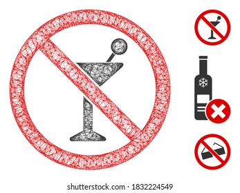 Malla no coctel imagen vectorial 2d web poligonal. El modelo Carcass no se basa en ningún icono plano de cóctel. Las formas triangulares de malla abstractas no forman una canal plana de cóctel.