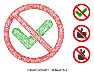 Mesh no confirmation polygonal web icon vector illustration. Abstraction is based on no confirmation flat icon. Triangular net forms abstract no confirmation flat model.