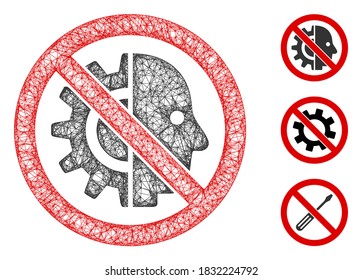 Mesh no cyborgs polygonal web icon vector illustration. Carcass model is based on no cyborgs flat icon. Triangle network forms abstract no cyborgs flat model.