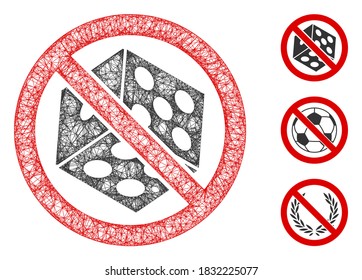 Mesh keine Würfel spielen polygonal Web-Symbol Vektorgrafik. Das Modell des Schlachtkörpers wird aus dem flachen Icon des Würfels erstellt. Dreieckige Maschenformen abstrakt kein Würfel Glücksspiel flach Modell.