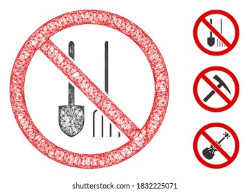 Mesh no dig ilustración vectorial de icono web poligonal. El modelo se basa en ningún icono plano de cavación. Los formularios de red triangular abstract no dig de modelo plano.
