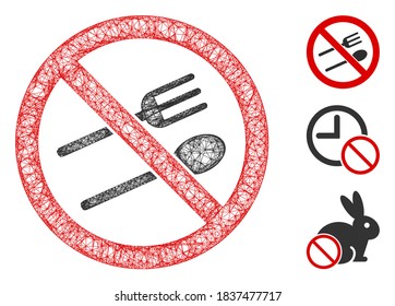 Mesh no eating polygonal web icon vector illustration. Abstraction is based on no eating flat icon. Triangular mesh forms abstract no eating flat model.