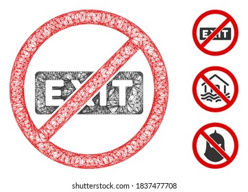 Mesh no evacuation polygonal web icon vector illustration. Abstraction is created from no evacuation flat icon. Triangle mesh forms abstract no evacuation flat carcass.