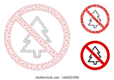 Mesh no fir-tree model with triangle mosaic icon. Wire carcass triangular mesh of no fir-tree. Vector mosaic of triangle elements in different sizes, and color hues. Abstract 2d mesh no fir-tree,