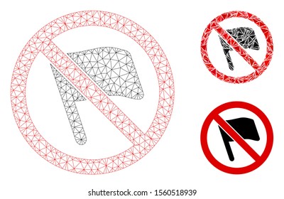 Mesh no flags model with triangle mosaic icon. Wire carcass triangular mesh of no flags. Vector mosaic of triangles in variable sizes, and color hues. Abstract flat mesh no flags,