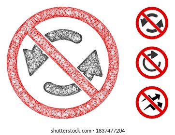 Mesh no flip arrows polygonal web symbol vector illustration. Carcass model is based on no flip arrows flat icon. Triangle network forms abstract no flip arrows flat model.