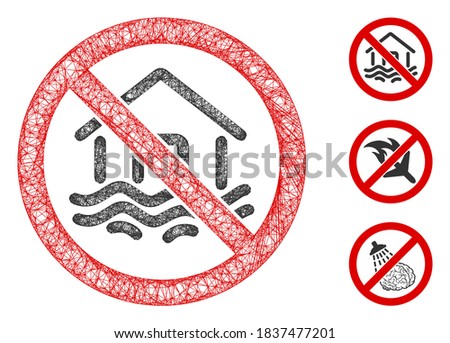 Mesh no flood disaster polygonal web symbol vector illustration. Model is based on no flood disaster flat icon. Triangular network forms abstract no flood disaster flat model.
