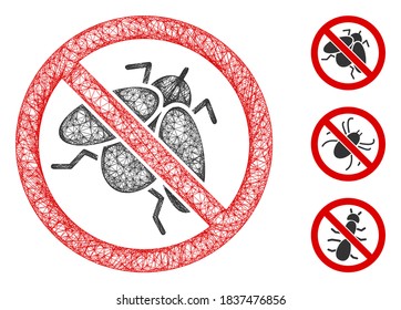 Mesh no fly insect polygonal web icon vector illustration. Abstraction is based on no fly insect flat icon. Triangular mesh forms abstract no fly insect flat model.