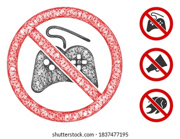 Mesh no gamepad polygonal web 2d vector illustration. Model is based on no gamepad flat icon. Triangle mesh forms abstract no gamepad flat model.