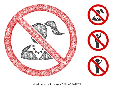 Mesh no girls polygonal web icon vector illustration. Model is based on no girls flat icon. Triangle net forms abstract no girls flat model.