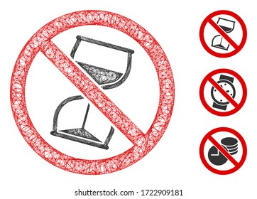 Mesh no hourglass polygonal web icon vector illustration. Carcass model is based on no hourglass flat icon. Triangular network forms abstract no hourglass flat model.