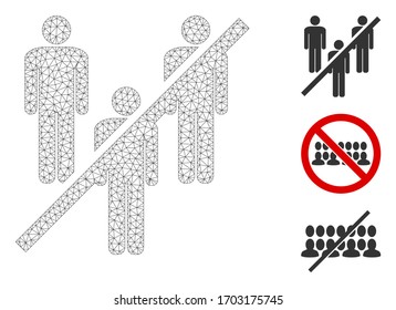 Mesh no men group polygonal 2d vector illustration. Carcass model is based on no men group flat icon. Triangular mesh forms abstract no men group flat model.
