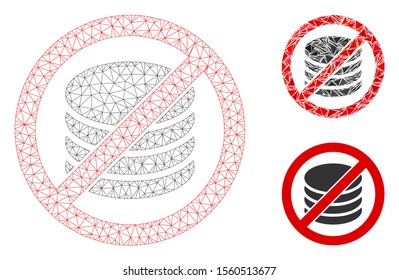 Mesh no payment model with triangle mosaic icon. Wire frame polygonal mesh of no payment. Vector composition of triangle elements in different sizes, and color shades. Abstract flat mesh no payment,