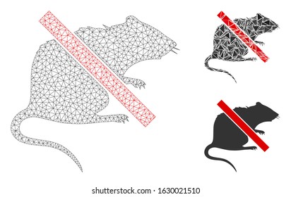 Mesh no rat model with triangle mosaic icon. Wire frame polygonal mesh of no rat. Vector mosaic of triangle parts in variable sizes, and color hues. Abstract flat mesh no rat, designed with triangles.