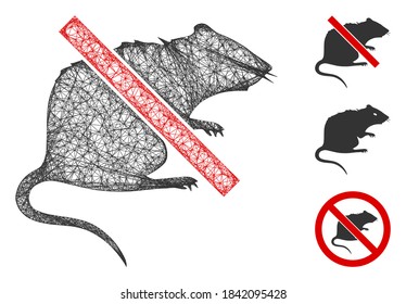 Malla no rata poligonal web 2d ilustración vectorial. El modelo se basa en ningún icono plano de rata. Las formas triangulares de red abstraen un modelo plano de rata.