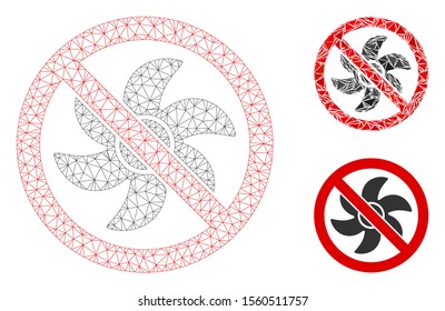 Mesh no rotor model with triangle mosaic icon. Wire frame polygonal mesh of no rotor. Vector composition of triangle elements in various sizes, and color tints. Abstract 2d mesh no rotor,