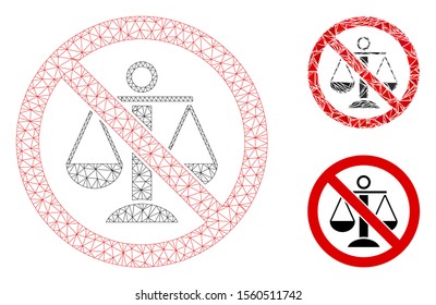 Mesh no scales model with triangle mosaic icon. Wire carcass polygonal mesh of no scales. Vector mosaic of triangles in various sizes, and color tinges. Abstract flat mesh no scales,