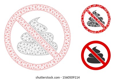 Mesh no shit model with triangle mosaic icon. Wire frame triangular mesh of no shit. Vector mosaic of triangle elements in variable sizes, and color tints. Abstract flat mesh no shit,
