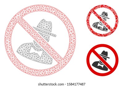 Mesh no spies model with triangle mosaic icon. Wire frame triangular mesh of no spies. Vector mosaic of triangles in different sizes, and color hues. Abstract flat mesh no spies,