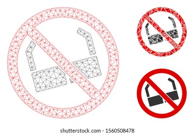 Mesh no sun glasses model with triangle mosaic icon. Wire frame triangular mesh of no sun glasses. Vector mosaic of triangle parts in variable sizes, and color hues. Abstract 2d mesh no sun glasses,