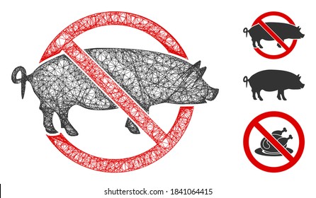 Mesh no polygonal Web-Symbol Vektorgrafik der Schweine. Das Schlachtkörpermodell wird ohne flaches Schweinesymbol erstellt. Das Dreiecksnetz bildet abstrakte Schweineschlachtkörper.