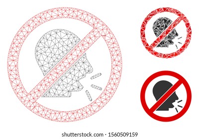 Mesh no talking model with triangle mosaic icon. Wire frame polygonal mesh of no talking. Vector mosaic of triangle parts in various sizes, and color tints. Abstract 2d mesh no talking,