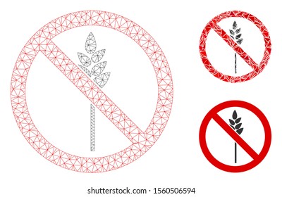 Mesh no wheat model with triangle mosaic icon. Wire frame polygonal mesh of no wheat. Vector mosaic of triangle elements in various sizes, and color tinges.  