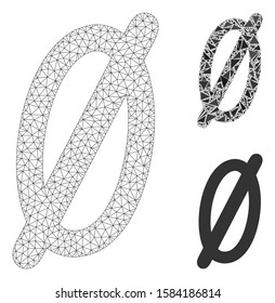 Mesh nope model with triangle mosaic icon. Wire carcass triangular mesh of nope. Vector mosaic of triangles in different sizes, and color tones. Abstract 2d mesh nope, designed with triangles.