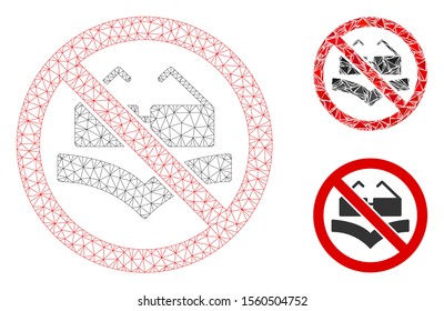 Mesh not read books model with triangle mosaic icon. Wire frame triangular mesh of not read books. Vector composition of triangle parts in different sizes, and color tints.
