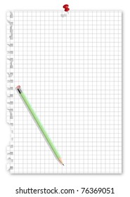 Mesh note paper with pencil