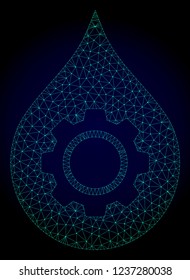 Mesh oil industry gear polygonal illustration. Abstract mesh lines, triangles and points on dark background with oil industry gear.