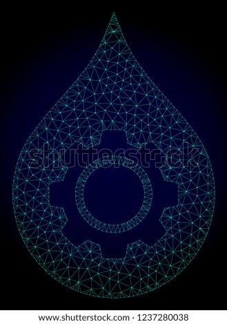 Mesh oil industry gear polygonal illustration. Abstract mesh lines, triangles and points on dark background with oil industry gear.