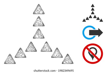 Mesh outside direction triangles polygonal web icon vector illustration. Carcass model is created from outside direction triangles flat icon.