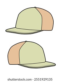 Mesh panel cap flat drawing vector mockup template.