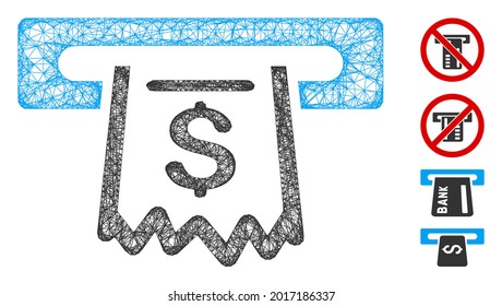 Mesh Papier Empfang Terminal Web Symbol Vektorgrafik. Das Modell wird aus dem flachen Symbol für den Papierquellenanschluss erstellt. Netzwerk-Formulare abstrakte Papierquittung Terminal flachen Schlachtkörper.