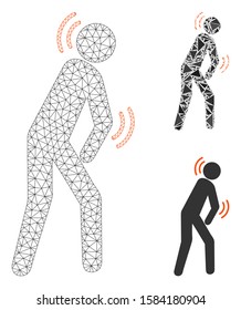 Mesh parkinson disease model with triangle mosaic icon. Wire frame polygonal mesh of parkinson disease. Vector mosaic of triangle elements in various sizes, and color tinges.