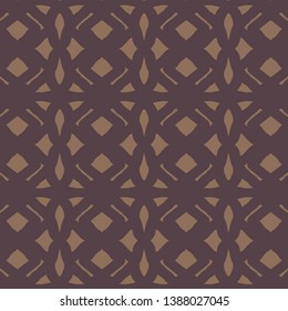 Mesh pattern in different geometric shapes such as diamond, triangle, almond. Ethnic decorative motif with a thick violet line on beige background. Tile. Wallpaper. Vector illustration.