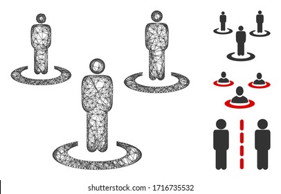 Mesh people isolation polygonal web icon vector illustration. Carcass model is based on people isolation flat icon. Triangular mesh forms abstract people isolation flat carcass.
