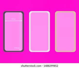 Mesh, pink colored phone backgrounds kit. Professional screen design set, isolated background. Ordinary backdrop. Clear separated groups, easy to edit EPS. 2436x1125 ratio.