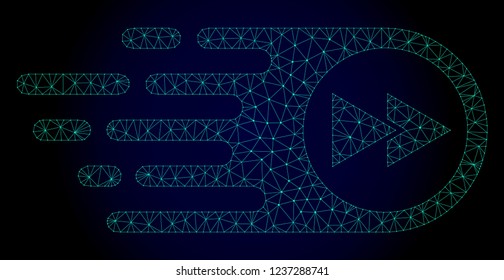 Mesh play forward polygonal illustration. Abstract mesh lines, triangles and points on dark background with play forward.