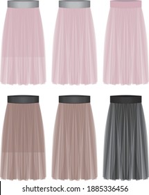mesh pleats skirt, sha skirt,  chiffon skirt, flared skirt, girlish, feminine dressy look