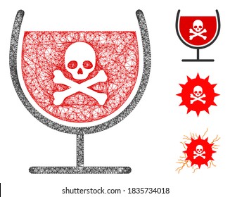 Mesh poison drink glass polygonal web icon vector illustration. Model is based on poison drink glass flat icon. Triangle network forms abstract poison drink glass flat carcass.