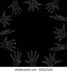 Mesh polygonal background hand of lines. The structural grid of polygons. Abstract Creative concept vector background. Molecular lattice. Polygonal design style letterhead and brochure