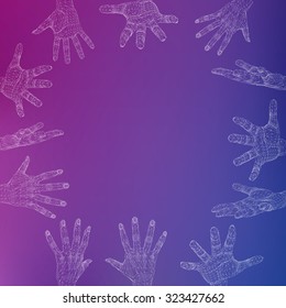 Mesh polygonal background hand of lines. The structural grid of polygons. Abstract Creative concept vector background. Molecular lattice. Polygonal design style letterhead and brochure