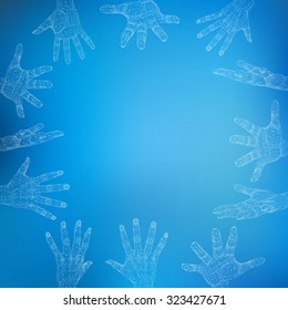 Mesh polygonal background hand of lines. The structural grid of polygons. Abstract Creative concept vector background. Molecular lattice. Polygonal design style letterhead and brochure