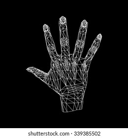 Mesh polygonal background hand of lines. The structural grid of polygons. Abstract Creative concept vector background. Molecular lattice. Polygonal design style letterhead and brochure