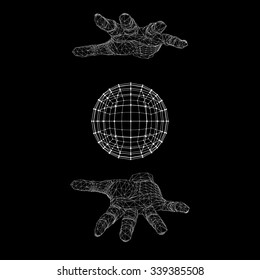 Mesh polygonal background hand of lines. The structural grid of polygons. Abstract Creative concept vector background. Molecular lattice. Polygonal design style letterhead and brochure